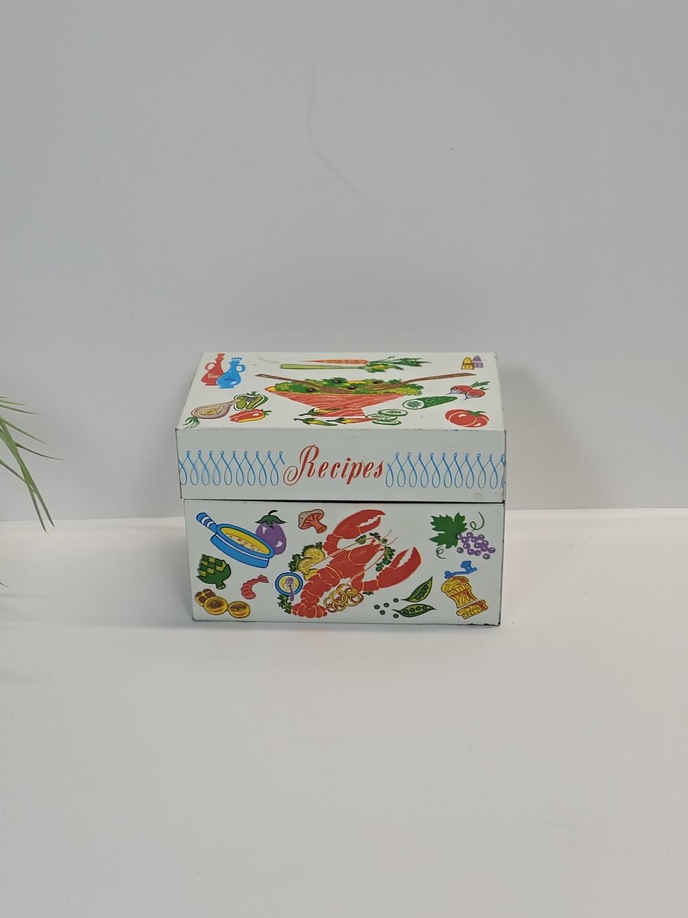 Vintage Retro Recipe Box, Lobster Salad Ohio Art, Kitchen Decor